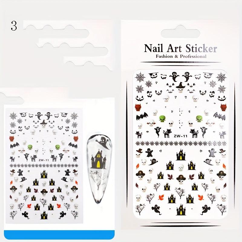 Halloween Nail Art Stickers Skull Maple Leaf Pumpkin Ghost Nail Art Decals