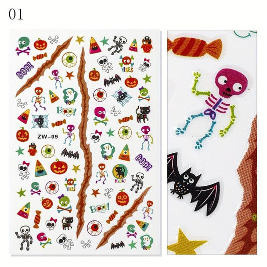 Halloween Nail Art Stickers Skull Maple Leaf Pumpkin Ghost Nail Art Decals