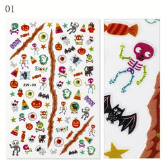 Halloween Nail Art Stickers Skull Maple Leaf Pumpkin Ghost Nail Art Decals