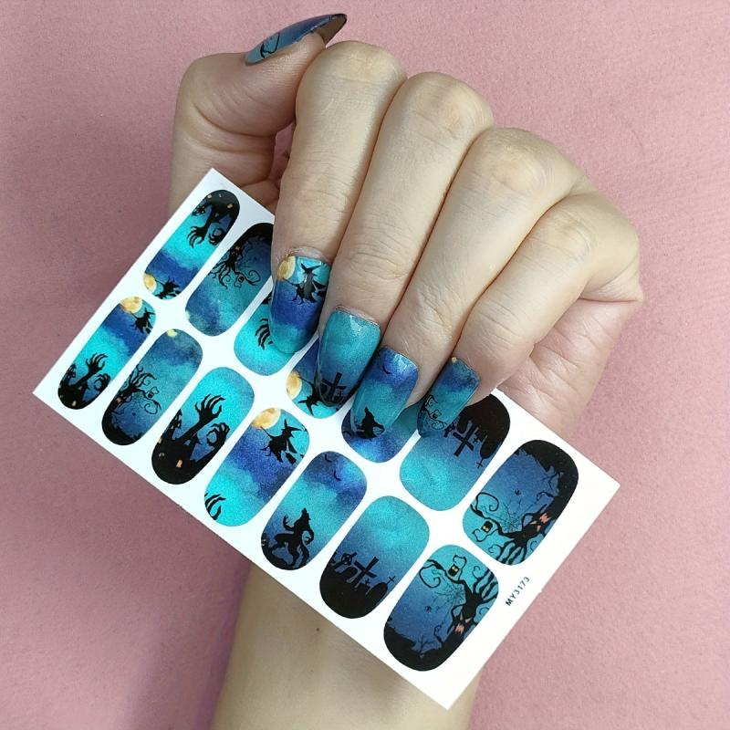Halloween Nail Polish Stickers Pumpkins Bats Ghosts Spider Gel Nail Decals