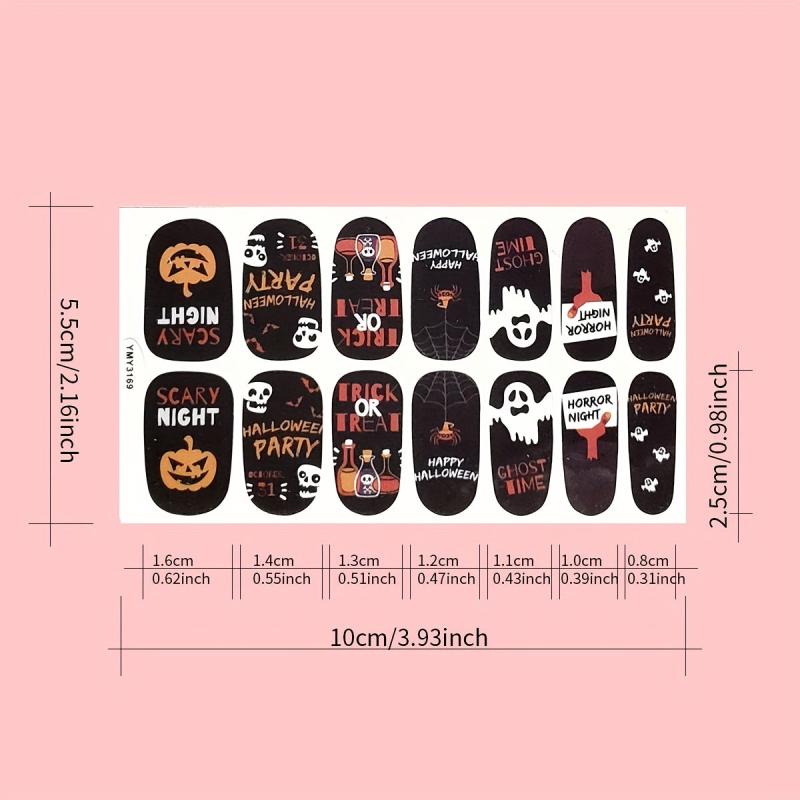 Halloween Nail Polish Stickers Pumpkins Bats Ghosts Spider Gel Nail Decals