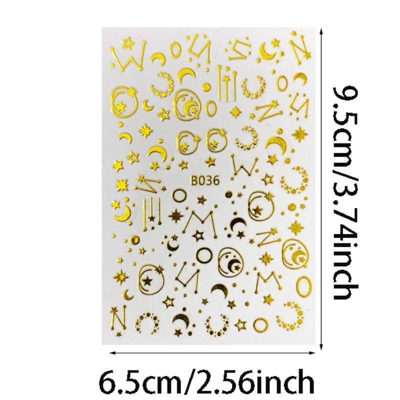 8 Sheets Laser Constellation Nail Art Stickers Decals