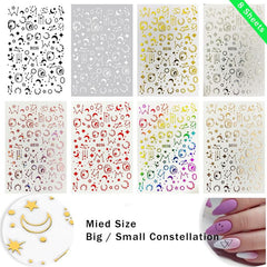 8 Sheets Laser Constellation Nail Art Stickers Decals