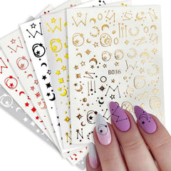 8 Sheets Laser Constellation Nail Art Stickers Decals