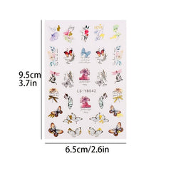 Small Fresh Flowers Butterfly Nail Art Stickers 3D Nail Sticker