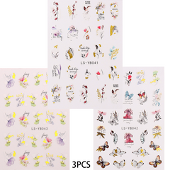Small Fresh Flowers Butterfly Nail Art Stickers 3D Nail Sticker