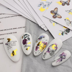 Small Fresh Flowers Butterfly Nail Art Stickers 3D Nail Sticker