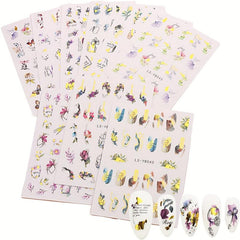 Small Fresh Flowers Butterfly Nail Art Stickers 3D Nail Sticker