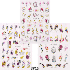 Small Fresh Flowers Butterfly Nail Art Stickers 3D Nail Sticker