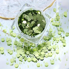 6pcs Green Hexagon Nail Glitter Sequins Chunky Flakes