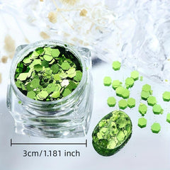 6pcs Green Hexagon Nail Glitter Sequins Chunky Flakes