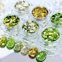 6pcs Green Hexagon Nail Glitter Sequins Chunky Flakes