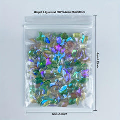 150pcs Aurora Nail Art Rhinestones Crystal Gemstone for DIY or Salons