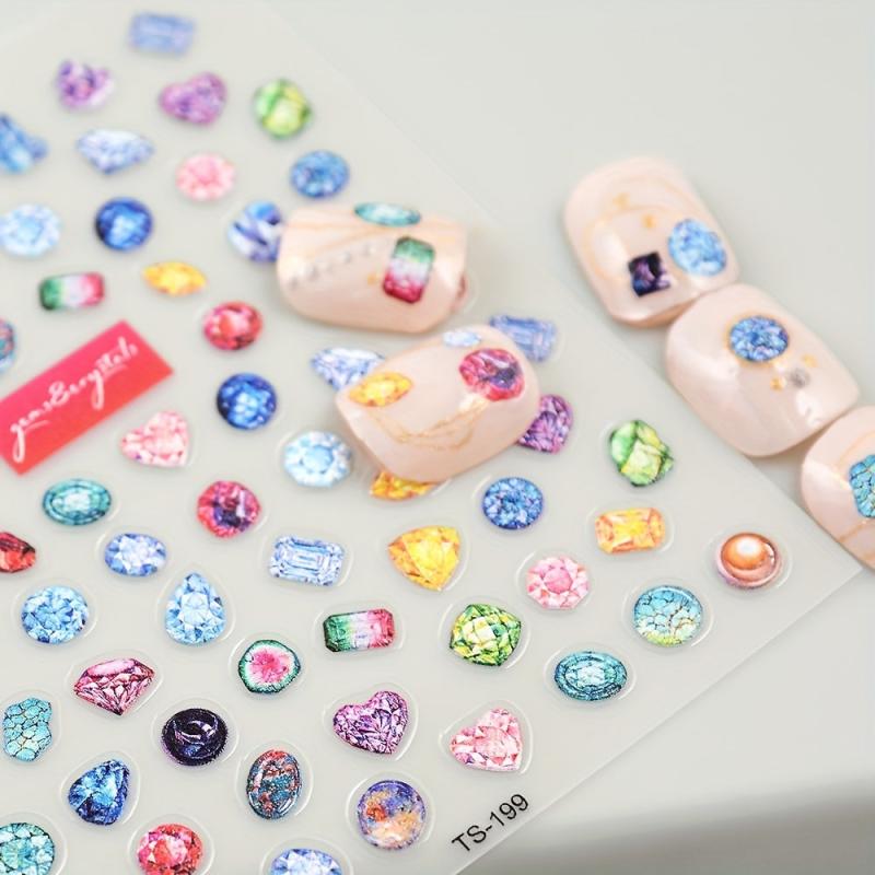 5D Embossed Gemstone Nail Art Stickers - DIY Decals for Sparkling Nails
