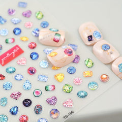 5D Embossed Gemstone Nail Art Stickers - DIY Decals for Sparkling Nails