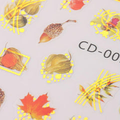 8pcs Golden Maple Leaf 3D Nail Stickers - Self Adhesive Autumn Nail Art