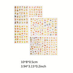 8pcs Golden Maple Leaf 3D Nail Stickers - Self Adhesive Autumn Nail Art