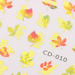 8pcs Golden Maple Leaf 3D Nail Stickers - Self Adhesive Autumn Nail Art