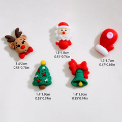 10pcs Christmas Nail Art Charms Resin Santa Claus Tree Bell Elk Nail Accessories