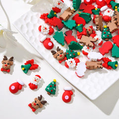 10pcs Christmas Nail Art Charms Resin Santa Claus Tree Bell Elk Nail Accessories