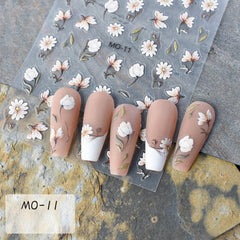 Colorful Flower Nail Art Stickers Retro Style Floral Totem for Women