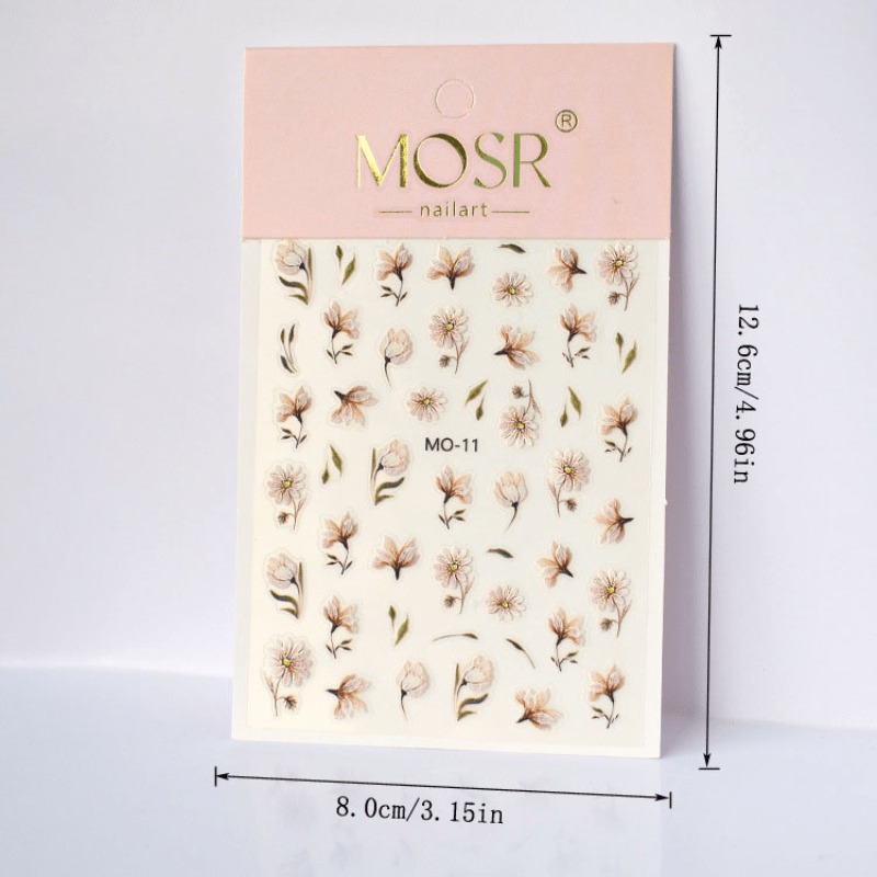 Colorful Flower Nail Art Stickers Retro Style Floral Totem for Women