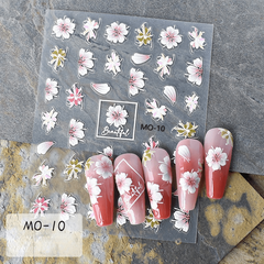Colorful Flower Nail Art Stickers Retro Style Floral Totem for Women