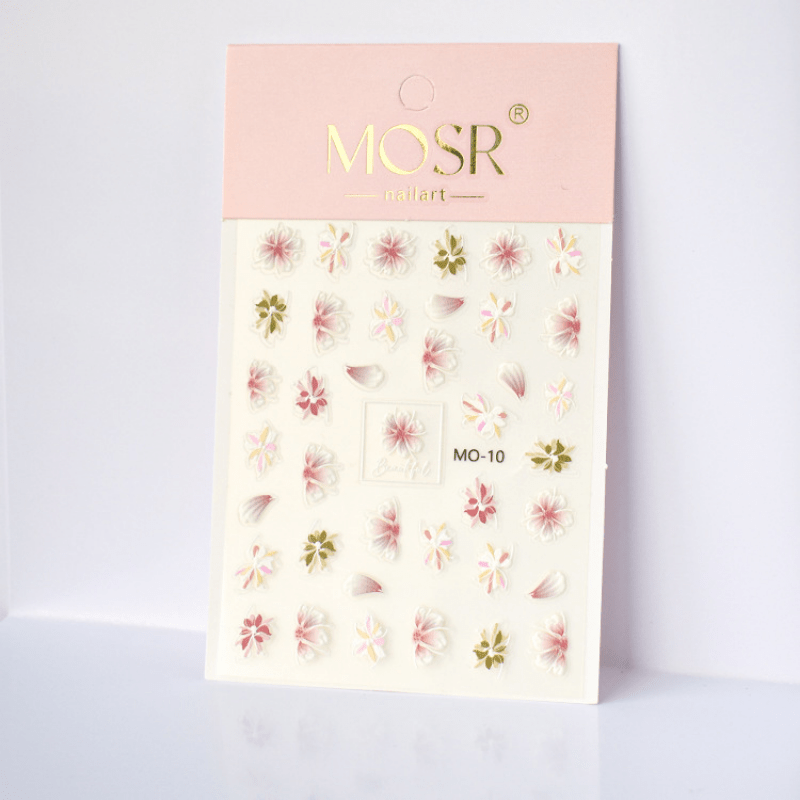 Colorful Flower Nail Art Stickers Retro Style Floral Totem for Women
