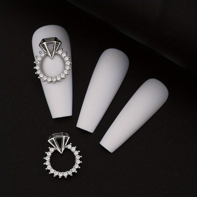 Alloy Nail Ring Charms Pearls Nail Charms