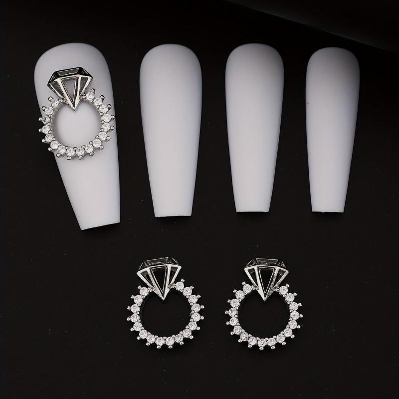 Alloy Nail Ring Charms Pearls Nail Charms