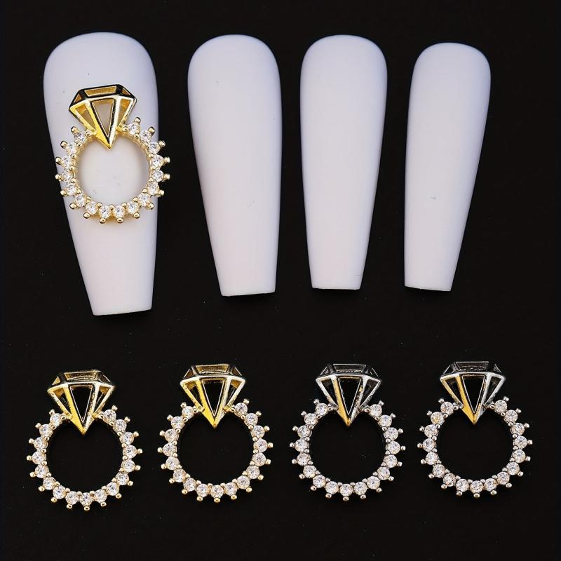 Alloy Nail Ring Charms Pearls Nail Charms