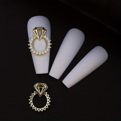 Alloy Nail Ring Charms Pearls Nail Charms