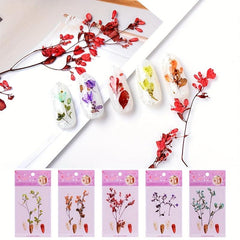 5pcs Nail Art Dried Flowers 3D Natural Dry Petals Leaves Decoration