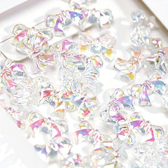 100 Pcs Butterfly Bow Nail Art Rhinestones Crystal Sequins 3D Aurora Charms