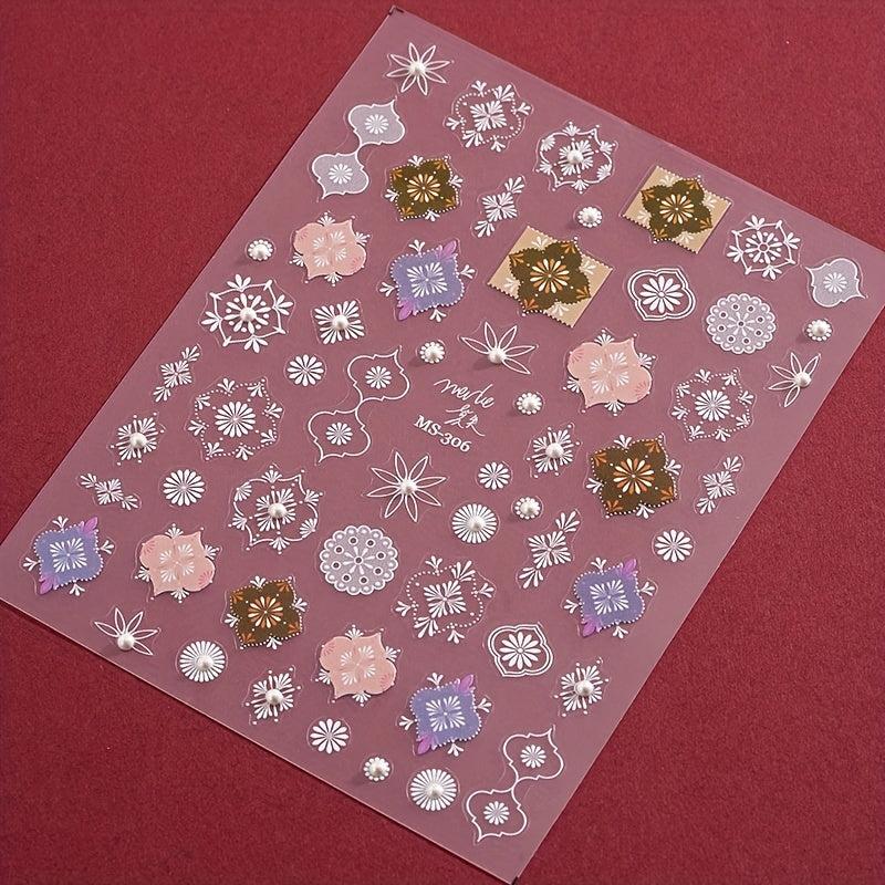 Retro Style Totem Nail Art Stickers 3D Self Adhesive Floral Decals