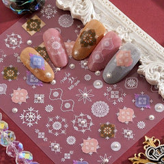 Retro Style Totem Nail Art Stickers 3D Self Adhesive Floral Decals