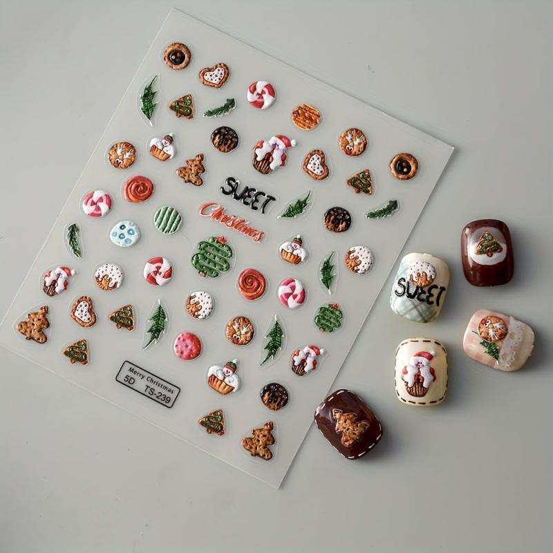 5D Christmas Nail Art Stickers Self Adhesive - Santa Claus Snowman Nail Decals