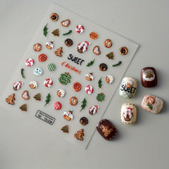 5D Christmas Nail Art Stickers Self Adhesive - Santa Claus Snowman Nail Decals