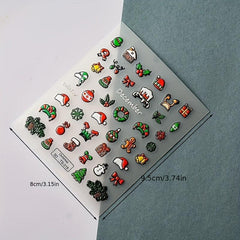 5D Christmas Nail Art Stickers Self Adhesive - Santa Claus Snowman Nail Decals