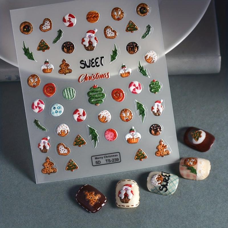 5D Christmas Nail Art Stickers Self Adhesive - Santa Claus Snowman Nail Decals