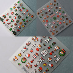 5D Christmas Nail Art Stickers Self Adhesive - Santa Claus Snowman Nail Decals