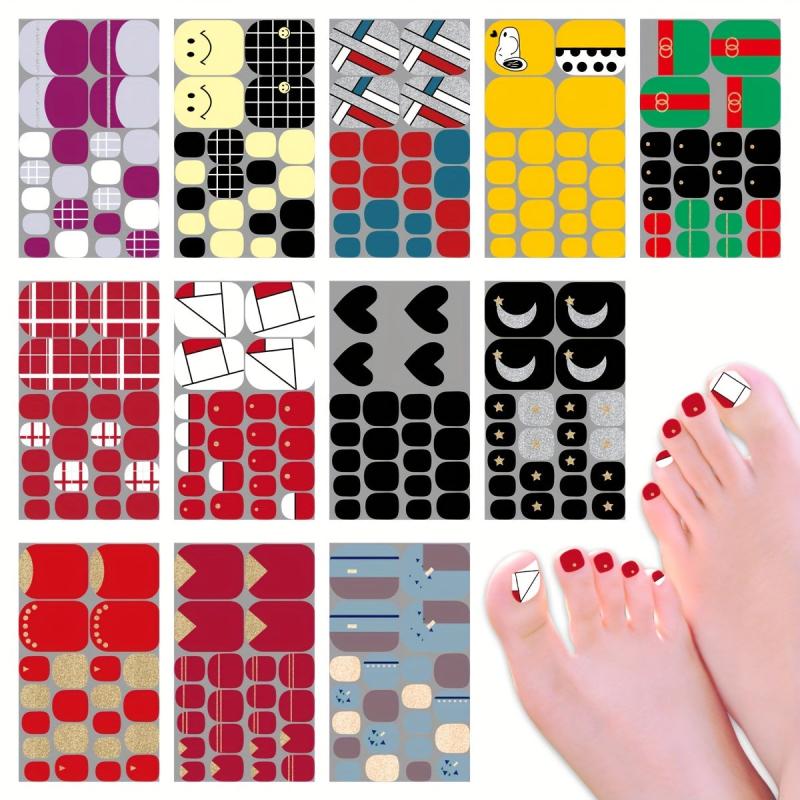 Colorful Toenail Polish Sticker Strips Self-Adhesive Pedicure Kits