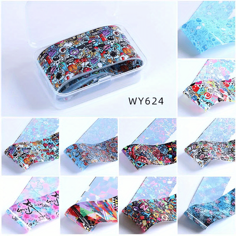 10 Sheets Flower Leopard Print Nail Foil Transfer Stickers