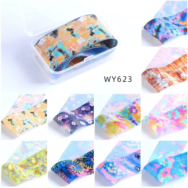10 Sheets Flower Leopard Print Nail Foil Transfer Stickers