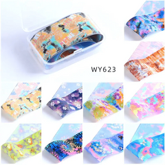 10 Sheets Flower Leopard Print Nail Foil Transfer Stickers