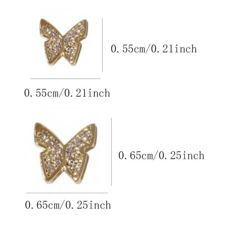 3D Butterfly Nail Charms Metallic Rhinestones for Acrylic Nails Designs