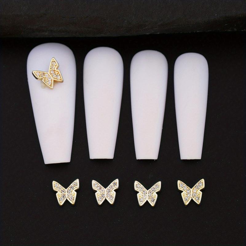 3D Butterfly Nail Charms Metallic Rhinestones for Acrylic Nails Designs