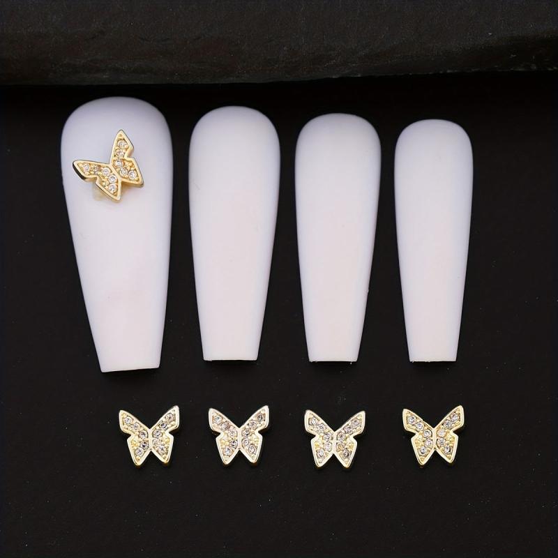 3D Butterfly Nail Charms Metallic Rhinestones for Acrylic Nails Designs