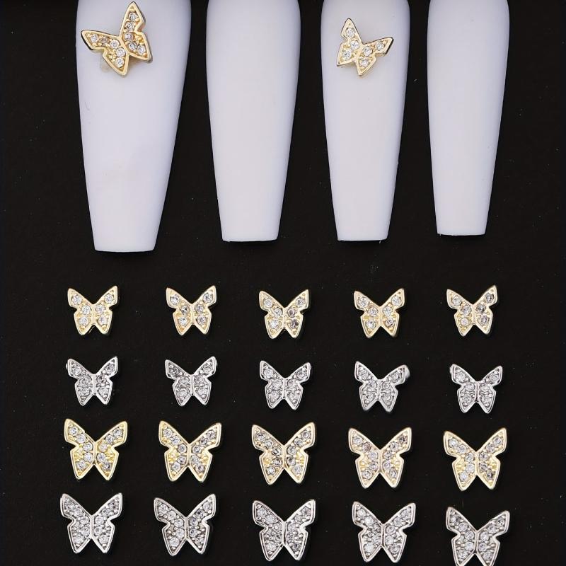 3D Butterfly Nail Charms Metallic Rhinestones for Acrylic Nails Designs