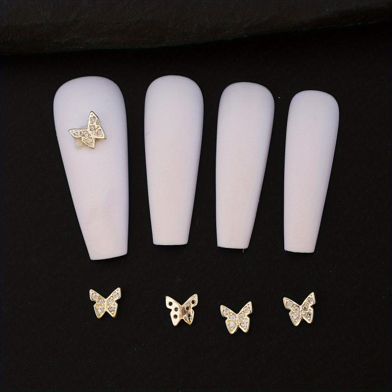 3D Butterfly Nail Charms Metallic Rhinestones for Acrylic Nails Designs